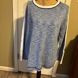 T by Talbots Blue and White Crew Neck Sweater XL petite